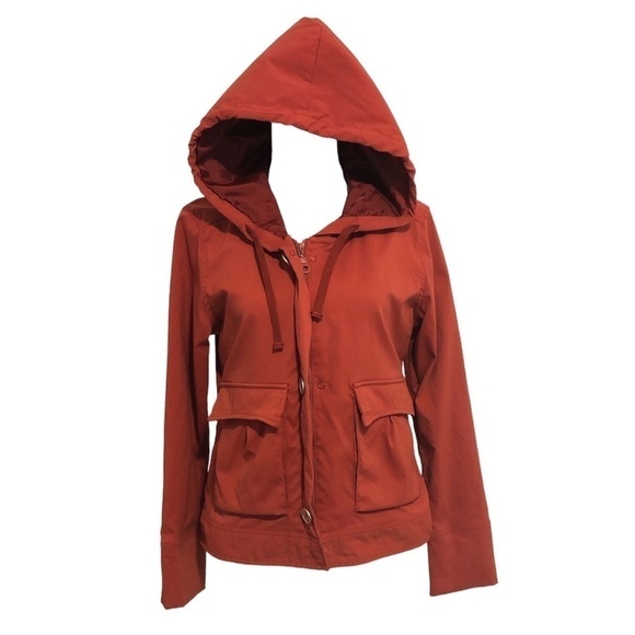 PRANA Jacket Women's Size Medium Red Utility With Hood Front Zipper Pockets - Picture 2 of 16
